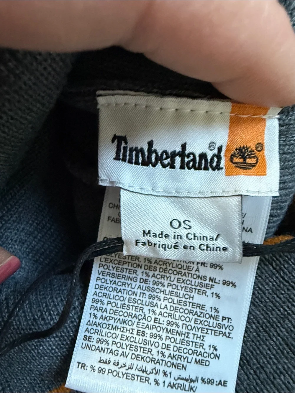 Timberland Mountain Patch Gray Cuffed Knit Beanie OS